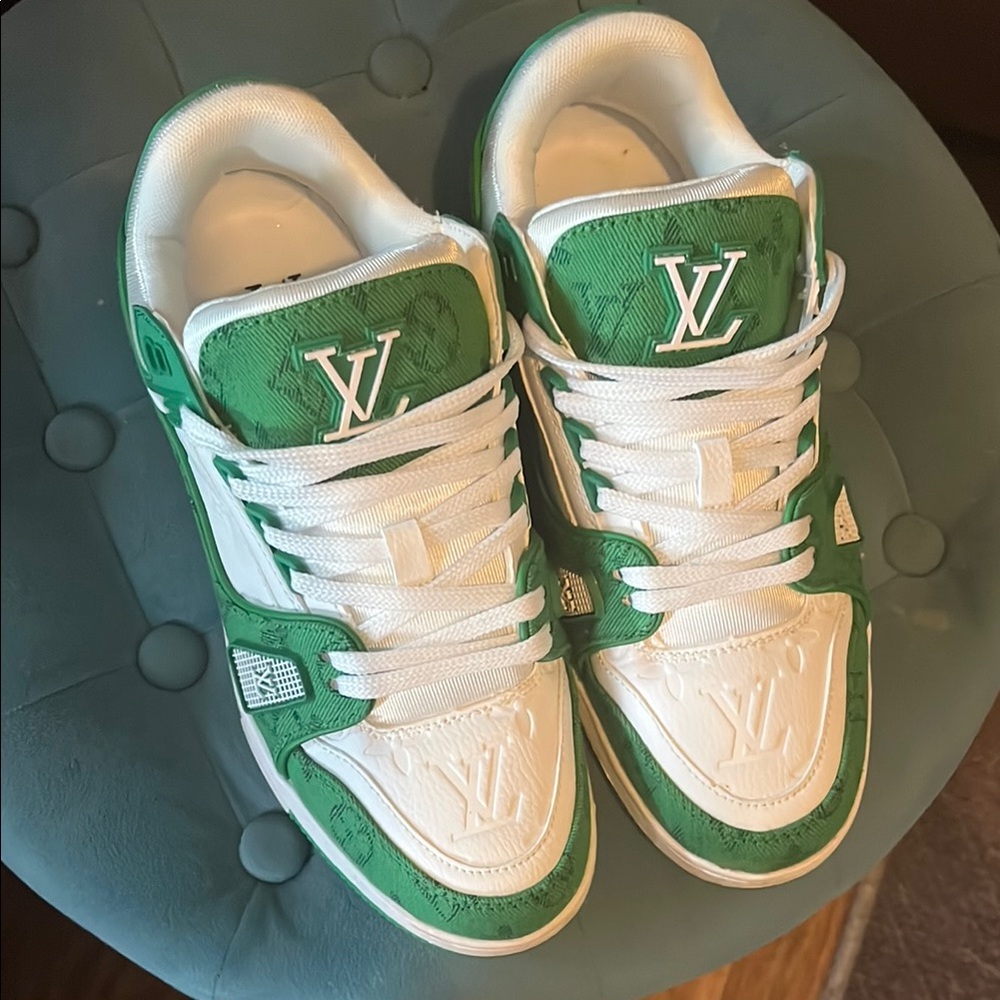 Louis Vuitton Green and White Sneakers